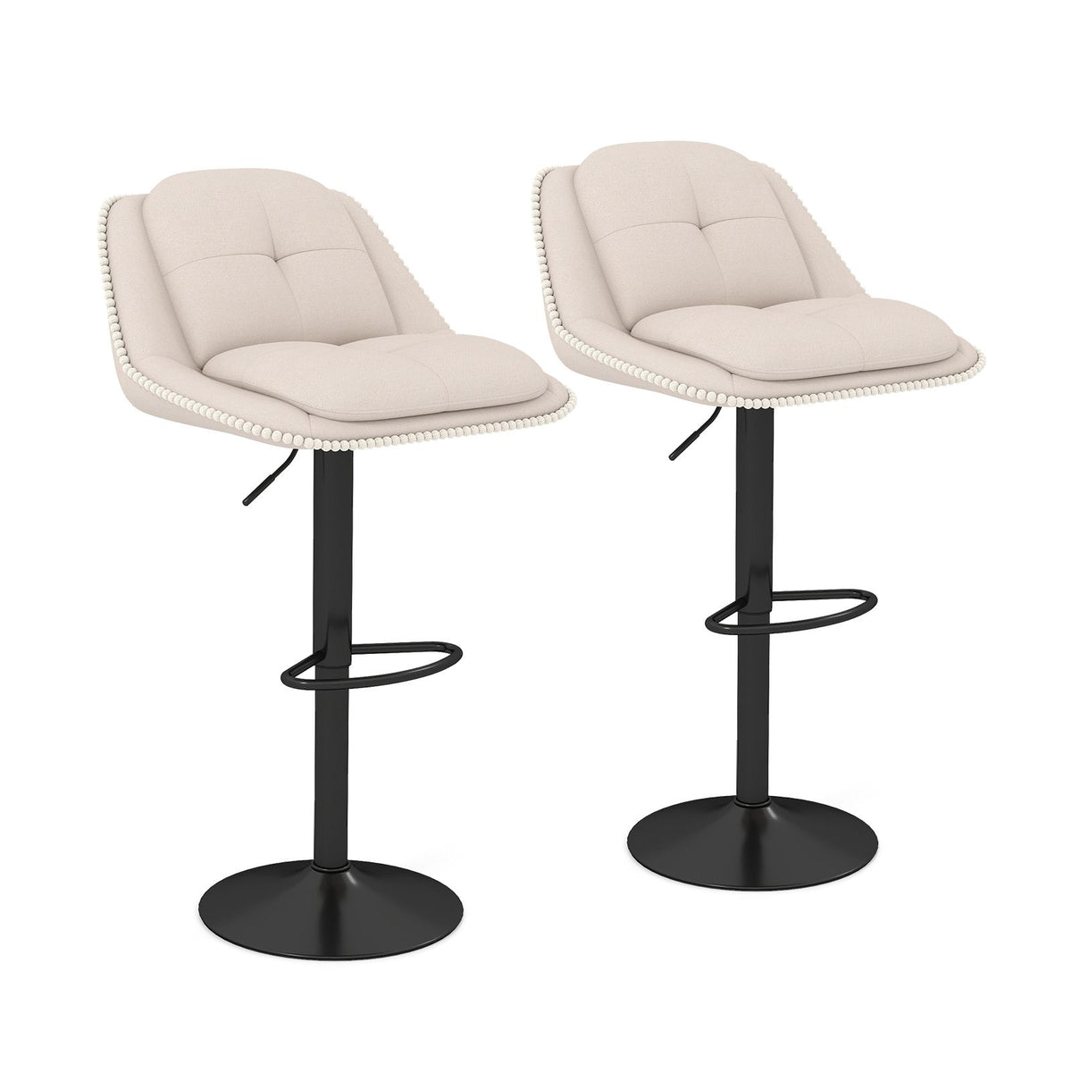 Kitchen Island with Drop-Leaf Countertop with 2 Modern Adjustable Chenille Upholstered Bar Stools Set
