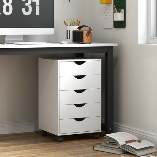 HOMCOM Five-Drawer Filing Cabinet - White