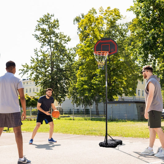 HOMCOM Basketball Hoop Stand Portable Adjustable w/ Wheels in Black