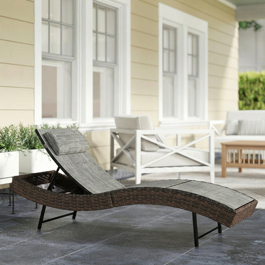 Outsunny Rattan Sun Lounger in Brown