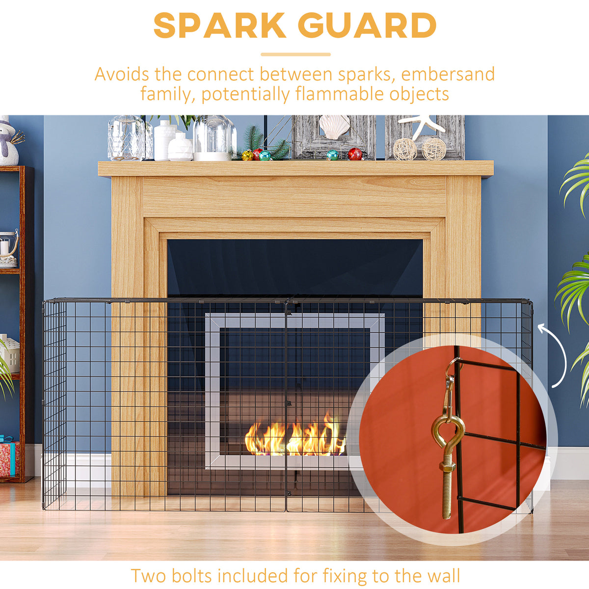 HOMCOM Extendable Fire Guard Screen in Black