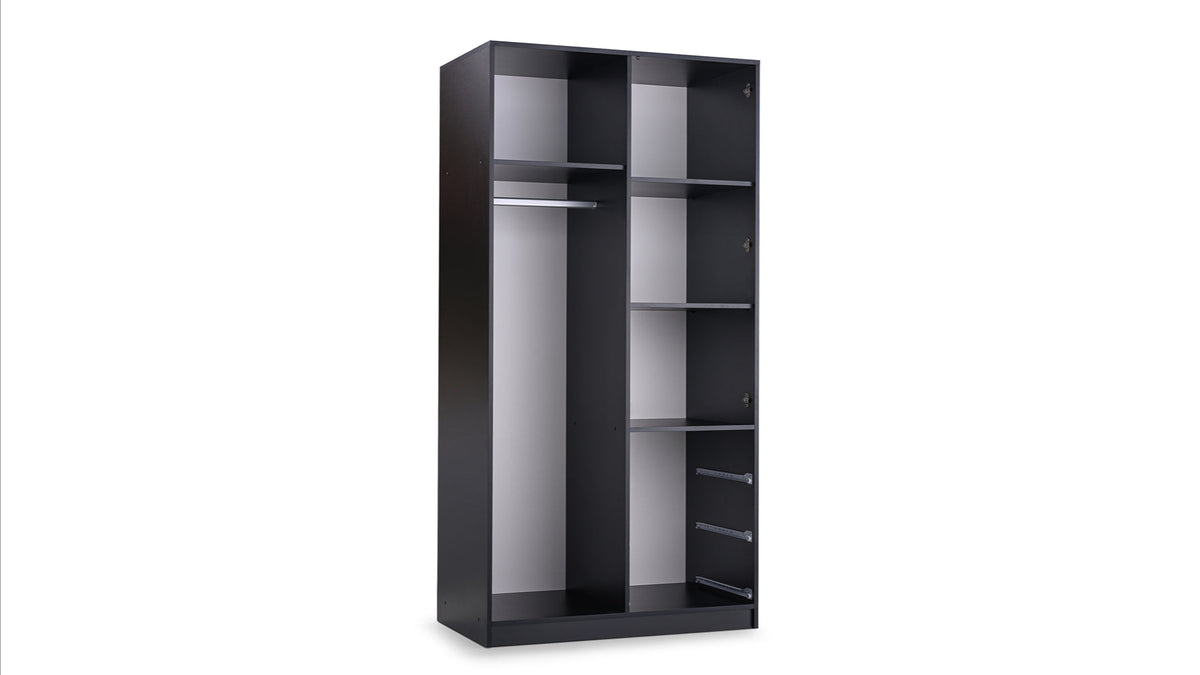 Lati D2 Mirrored Hinged Door Wardrobe 100cm (LATI-D2) in Oak Viking