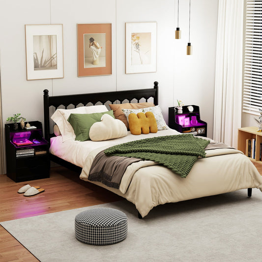 The bedside tables placed on either side of a double bed in a modern bedroom setting