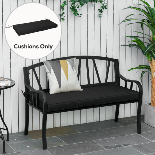 Outsunny Garden Bench Cushion 2 Seater Loveseat Seat Pad in Black