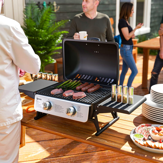 Outsunny Two-Burner Compact Gas Grill in Black
