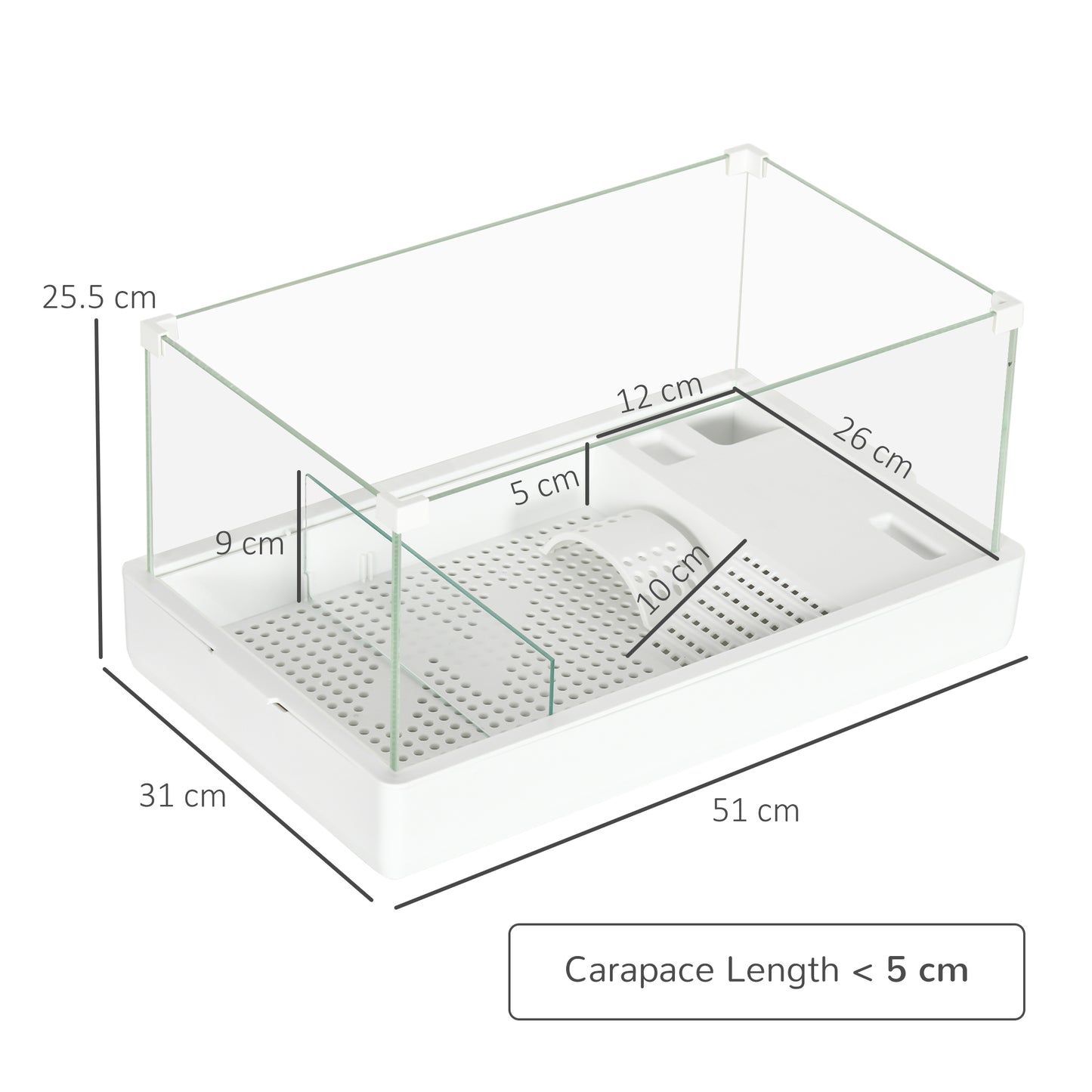 PawHut Turtle Tank, Aquarium Glass Tank w/ Basking Platform, Filter Layer