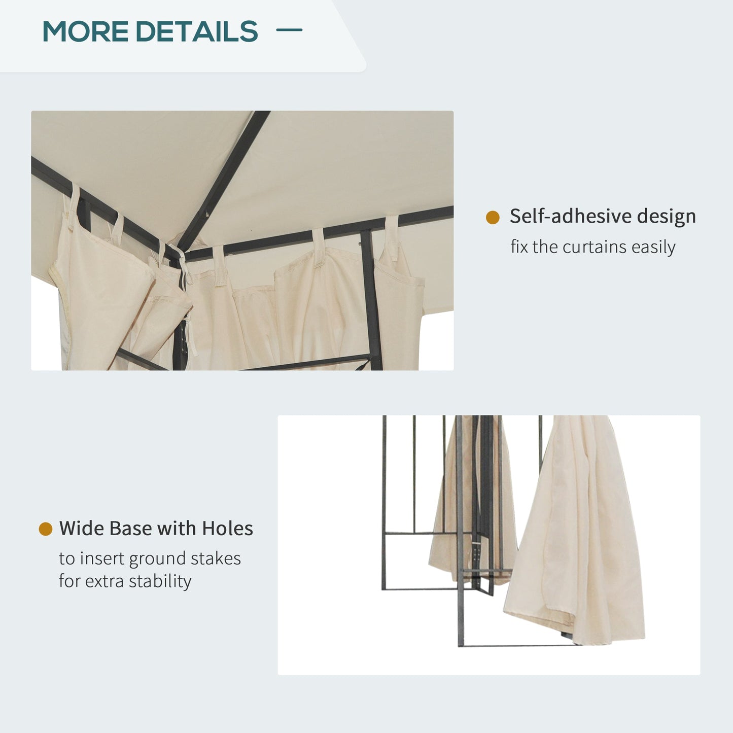Outsunny 3 x 3 m Garden Gazebo Double Roof Marquee Patio Wedding Party Tent Canopy Shelter with Sidewalls, (Beige)