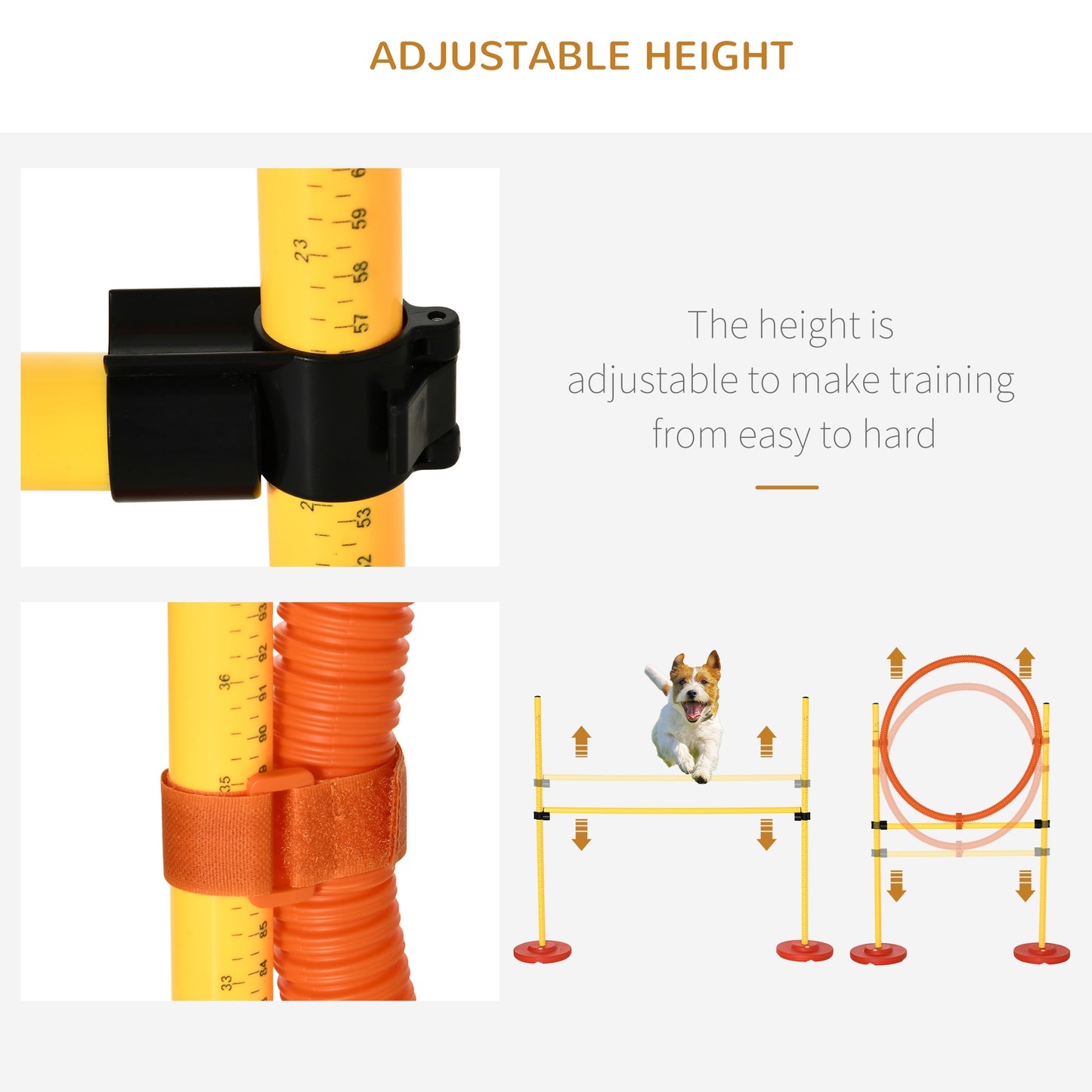 مجموعة حواجز تدريب الكلاب المحمولة من Pawhut Dog Agility Equipment مكونة من 5 قطع مع عمود قفز عالي قابل للتعديل وحلقة قفز وأعمدة منسوجة ونفق