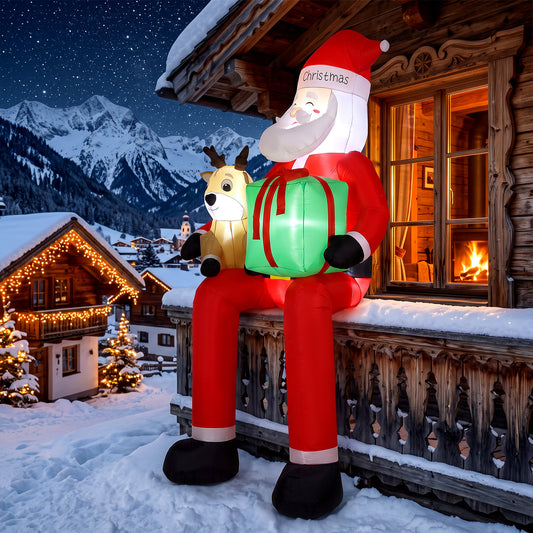 Outsunny 9.3ft Giant Christmas Inflatable Hanging Santa Claus Sitting in Red