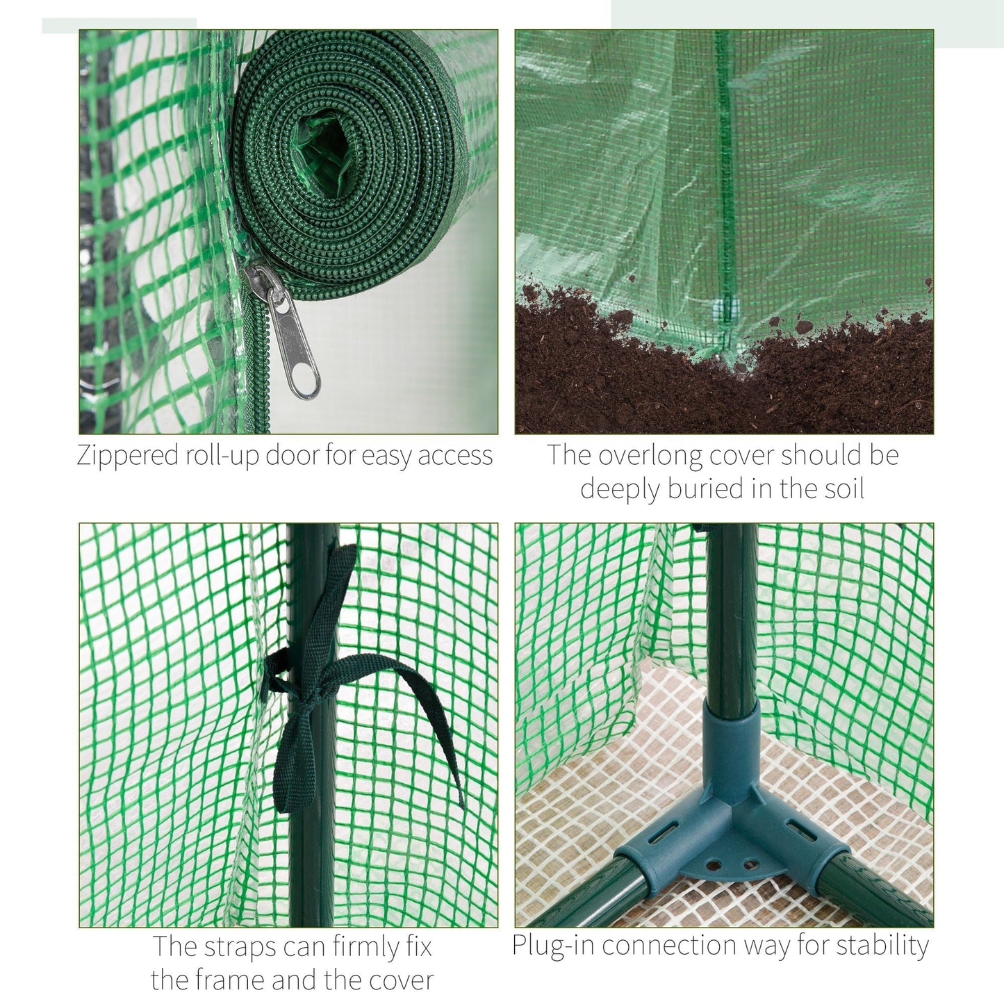 Outsunny دفيئة طماطم 100 × 50 × 150 سم، إطار فولاذي، غطاء PE بباب قابل للطي للاستخدام الخارجي في الفناء الخلفي والشرفة والحديقة، لون أخضر