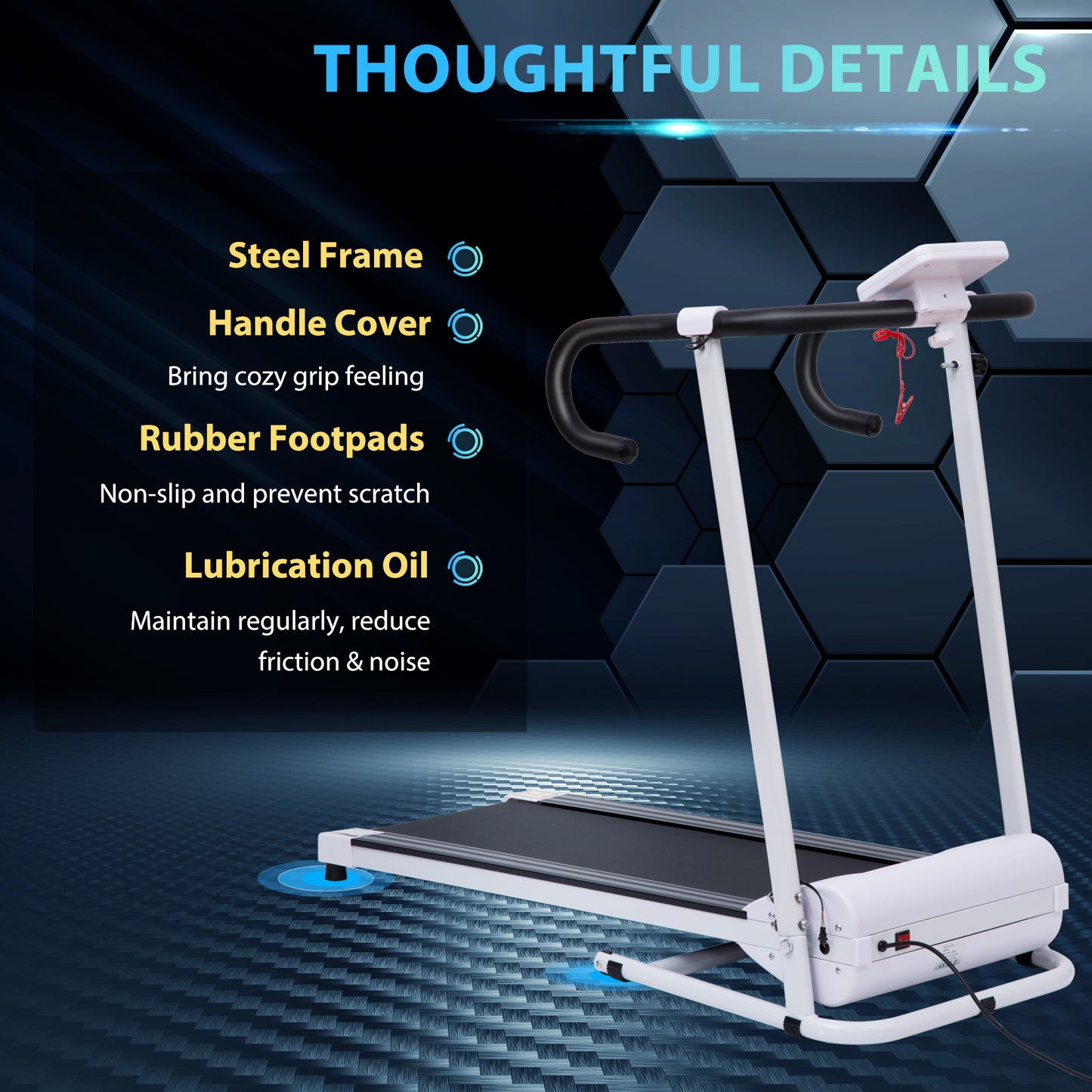 HOMCOM Folding Treadmill with Incline, Walking Pad Treadmill for Home, 1-10km/h Under Desk Running Machine with LCD Display and Wheels, No Assembly, White