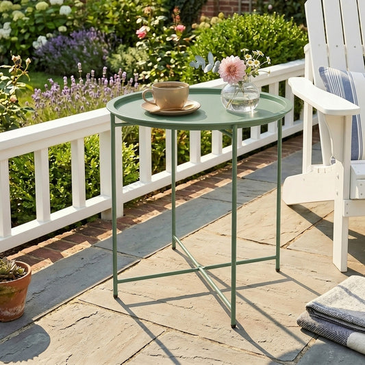 Outsunny Steel Removable Tray Top Garden Table in Green