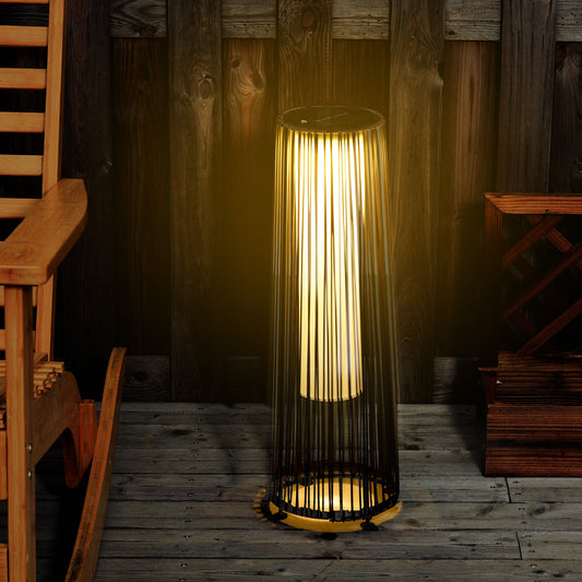 Outsunny Patio Garden PE Rattan Solar Lights in Brown