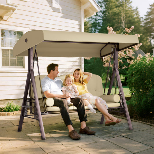Outsunny Three-Seater Garden Swing Chair in Brown