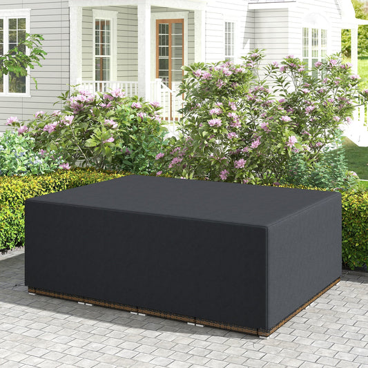 Outsunny 600D Oxford Outdoor Garden Furniture Sofa Set Cover, Waterproof Anti-UV Rattan Sun Lounger Protection Protector Cover, 275L x 205W x 90Hcm, Black