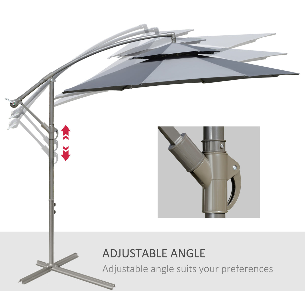 Outsunny 2.7m Garden Banana Parasol Cantilever Umbrella in Dark Grey