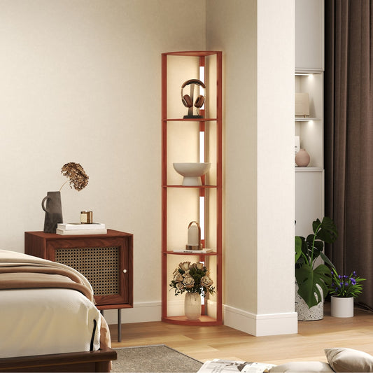 HOMCOM Corner Floor Lamp in Brown