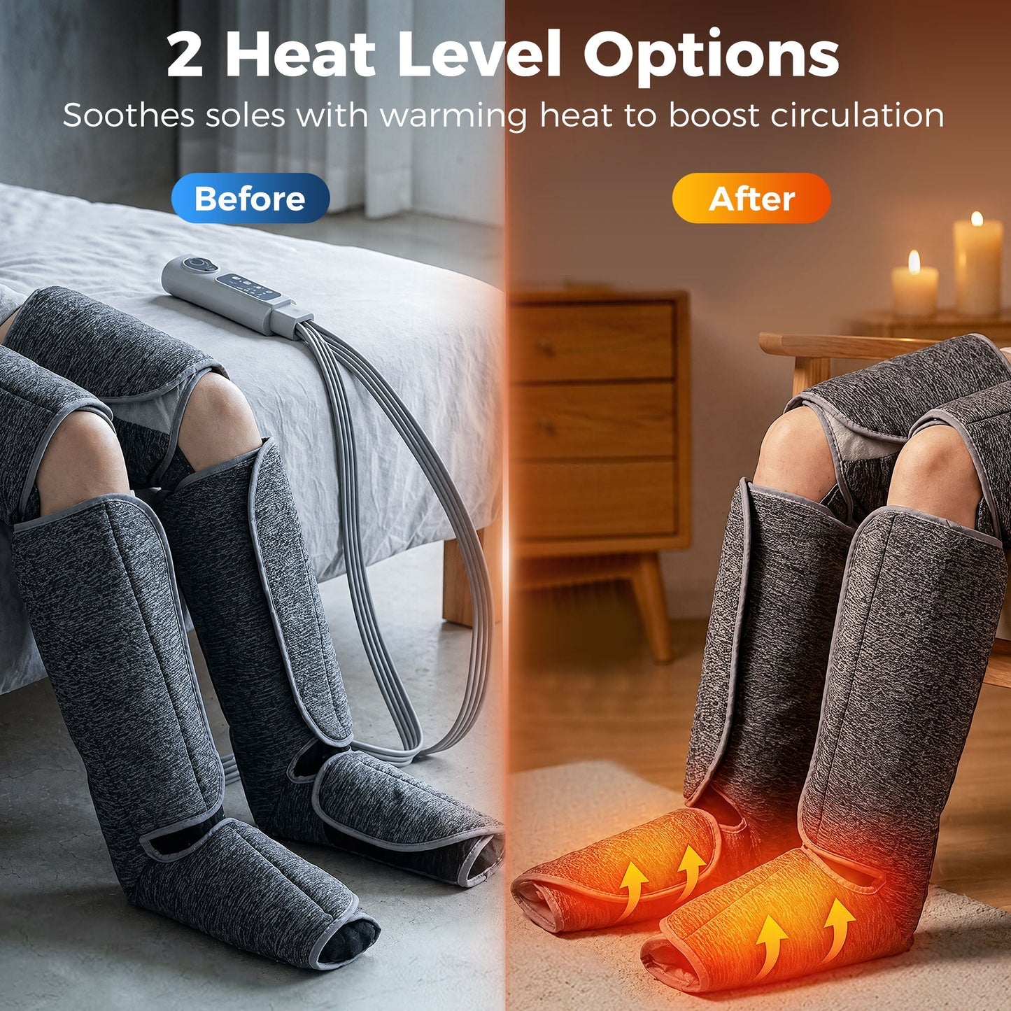 HOMCOM Leg Massager with Heat, Compression, 3 Auto Modes & 3 Intensities, Foot and Calf Massage Machine