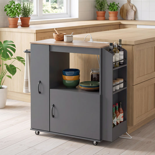 HOMCOM Kitchen Trolley on Wheels in Grey