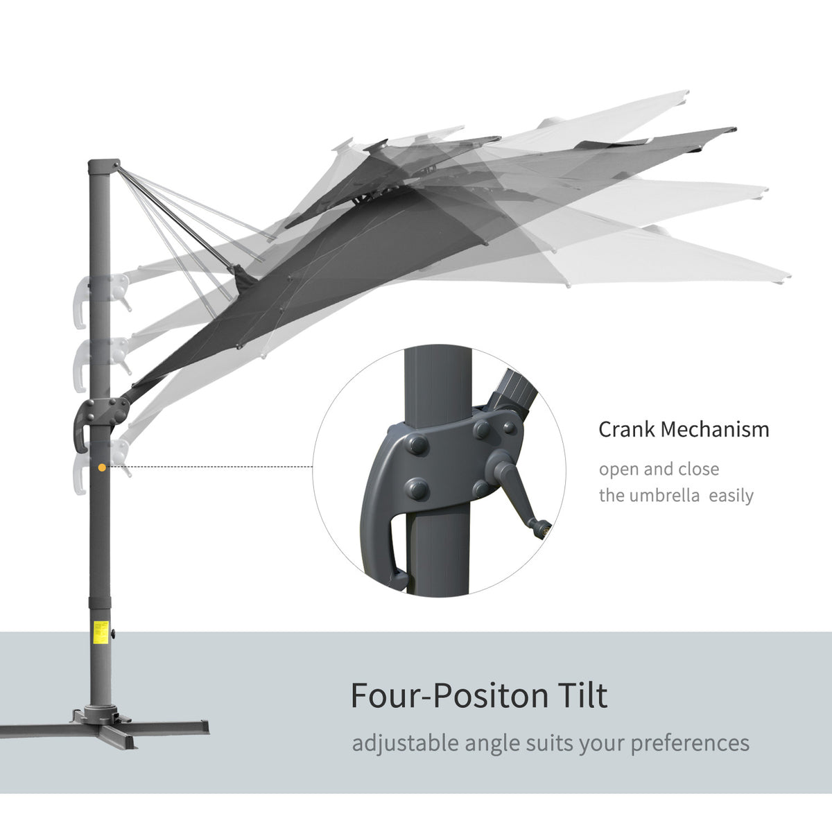 Outsunny 3m Cantilever Parasol in Dark Grey