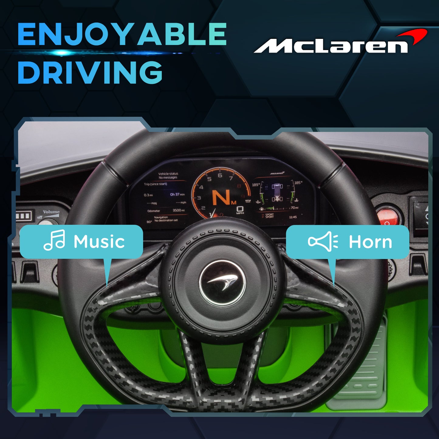 AIYAPLAY McLaren 765LT Licensed 12V Kids Electric Ride on Car with Butterfly Doors, Remote Control, Transport Wheels, Green