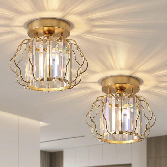 HOMCOM Crystal Ceiling Light Fixtures in Gold Tone