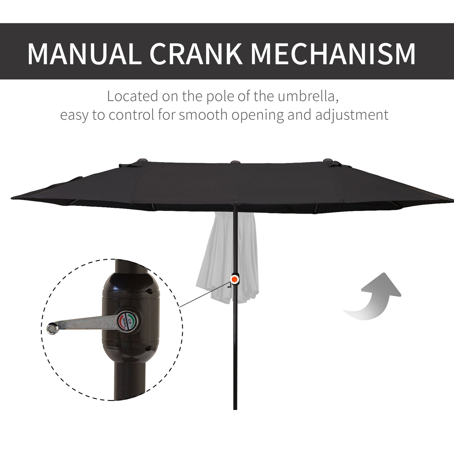 Outsunny 4.6m Double Garden Parasol - Black