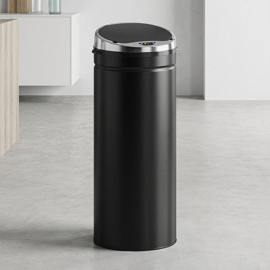 HOMCOM 50L Automatic Motion Sensor Rubbish Bin with Fingerprint Resistant, Stainless Steel, Black