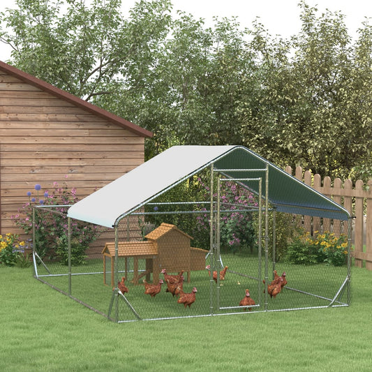 PawHut Walk-In Chicken Run in Silver