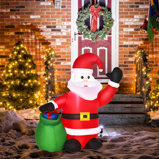 HOMCOM Inflatable Blow Up Christmas Santa Claus 4ft LED Yard Holiday Decoration in Red and Green