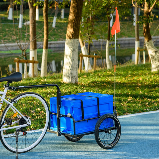 HOMCOM Steel Trailer for Bike in Blue