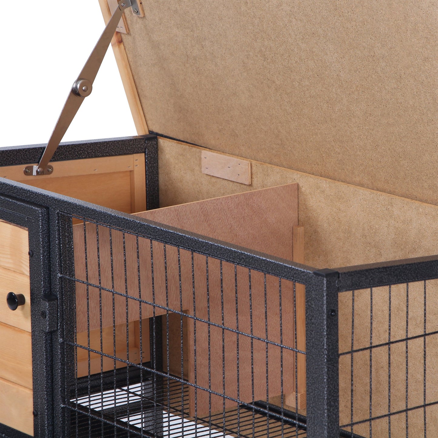 PawHut Wooden Guinea Pigs Hutches Elevated Pet House Bunny with Slide-Out Tray Outdoor Natural