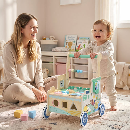 AIYAPLAY Wooden Baby Walker for 1-3 Year in Green