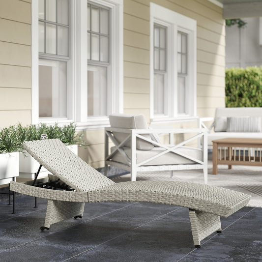 Outsunny Outdoor PE Rattan Sun Lounger in Grey
