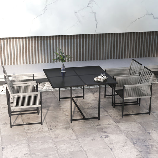 Outsunny Five-Piece Metal Dining Set in Light Grey