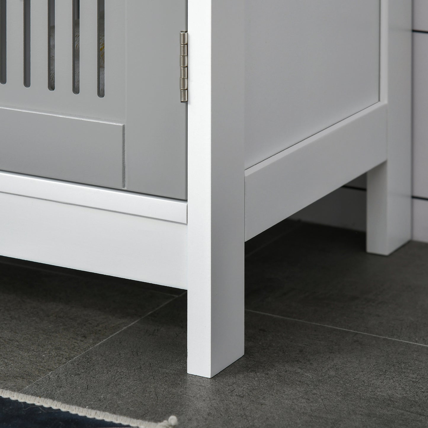 kleankin Modern Under Sink Cabinet with 2 Doors, Bathroom Vanity Unit, Pedestal Under Sink Design, Storage Cupboard with Adjustable Shelves, Grey