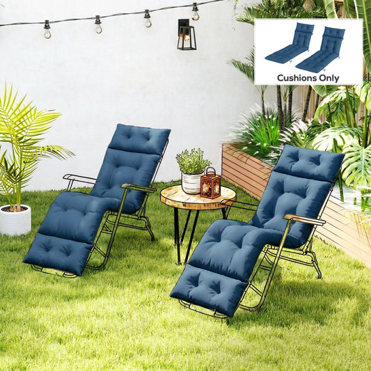 Outsunny Set of Two 190 x 56cm Sun Lounger Cushions - Navy Blue