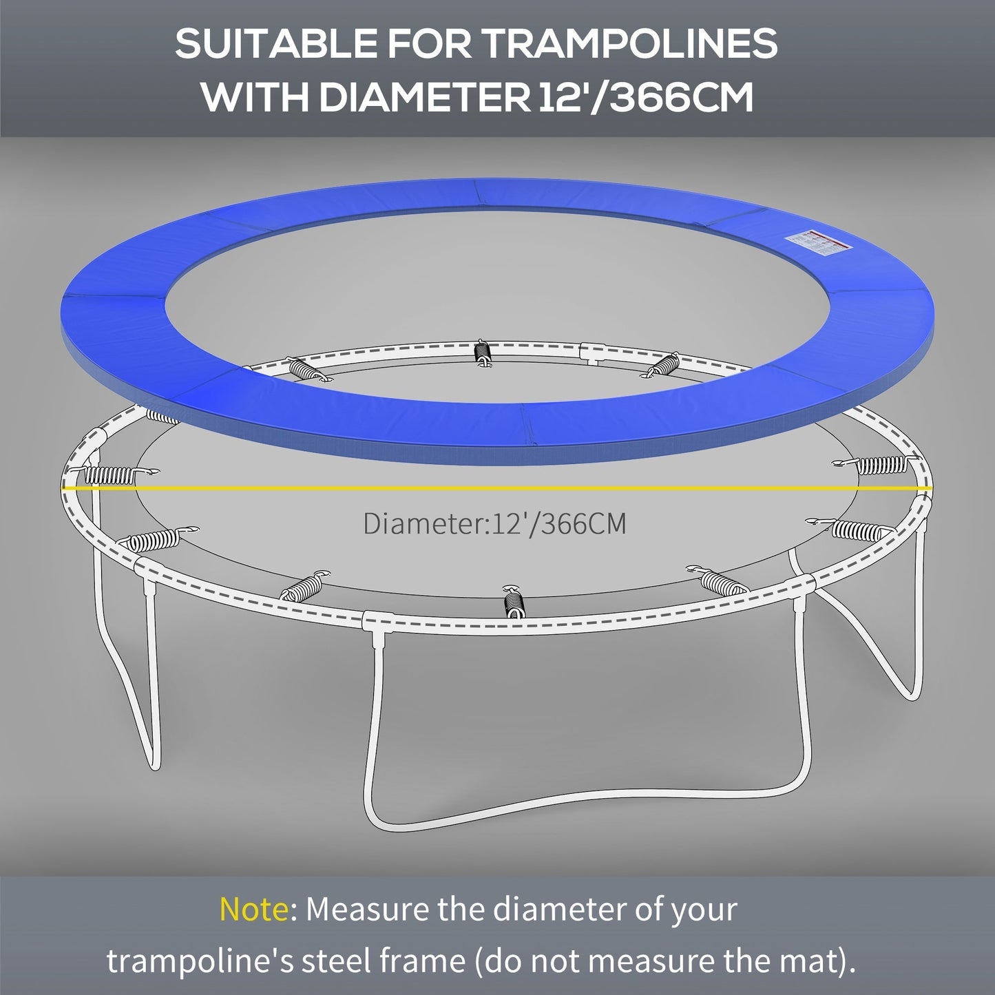 HOMCOM 12ft Trampoline Pad a366cm Trampoline Accessories Surround Pad Thick Foam Pads Padding Replacement Spare- Blue