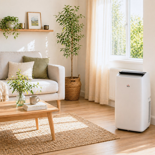 HOMCOM Portable Air Conditioner 12000 BTU in Cream White