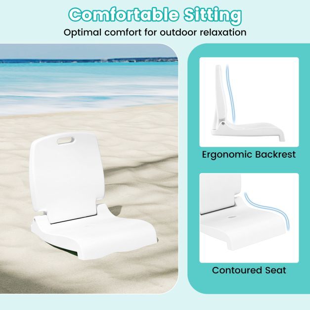 Set of 2 Poolside Chairs with Handle and Back Support-White