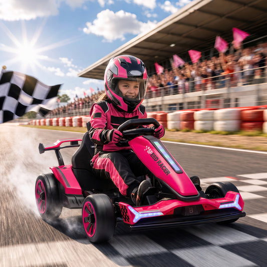 AIYAPLAY 24V Electric Go Kart in Pink