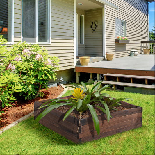 Outsunny 128L Wooden Raised Beds in Brown