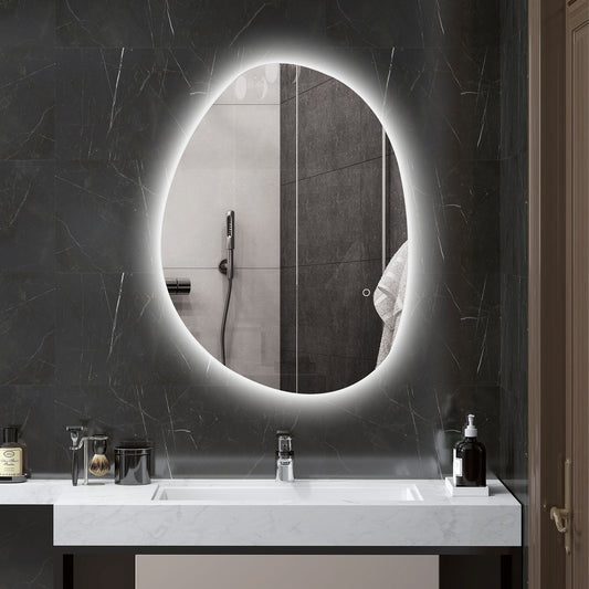HOMCOM 80x60cm Bathroom Mirror with LED Lights, 3 Colours Dimmable, Anti-Fog, Memory & Touch Switch, IP44
