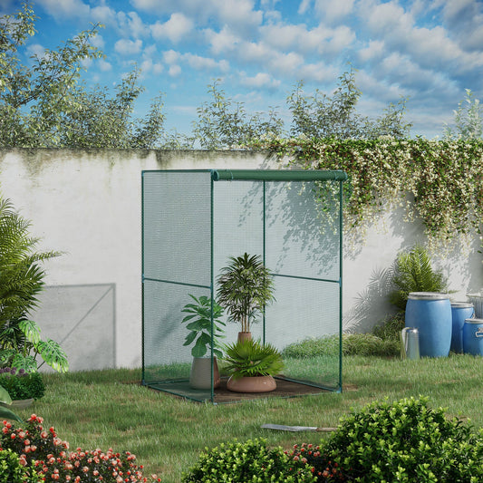 قفص نباتات صغير Outsunny 120 × 120 سم، مع شبكة - أخضر