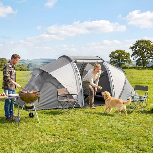 Outsunny 4 Man UV Protection Camping Tent in Charcoal Grey and White