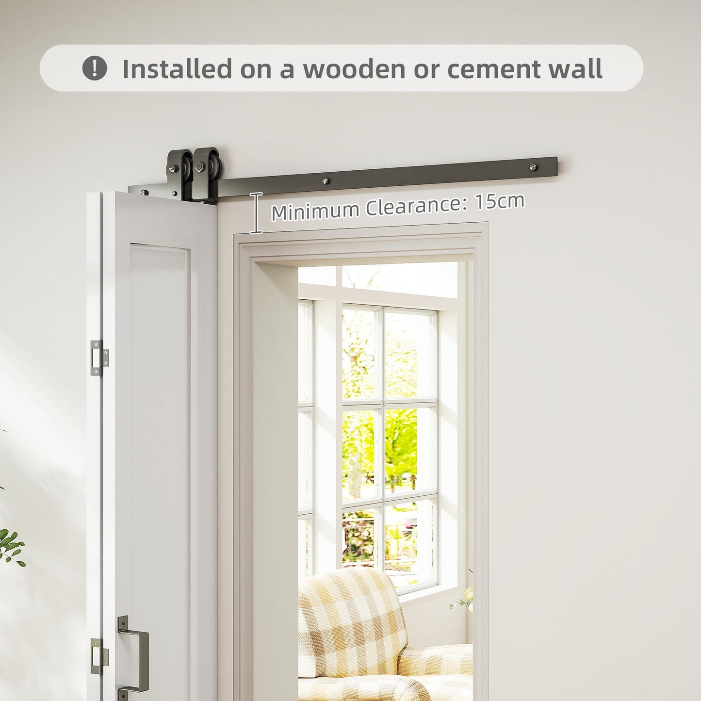 HOMCOM Slide Door, 70cm Modern Sliding Door Set Kit with Steel Rail, White