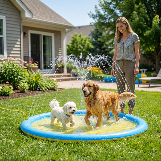 PawHut Dog Splash Pad for Pets Dog Bath Pool Water Game