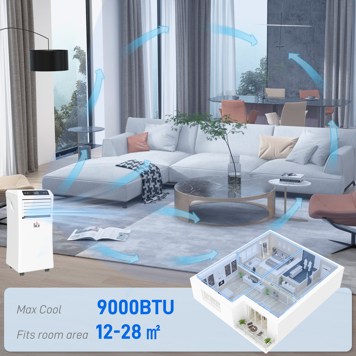 HOMCOM 9000 BTU Air Conditioning Unit in White