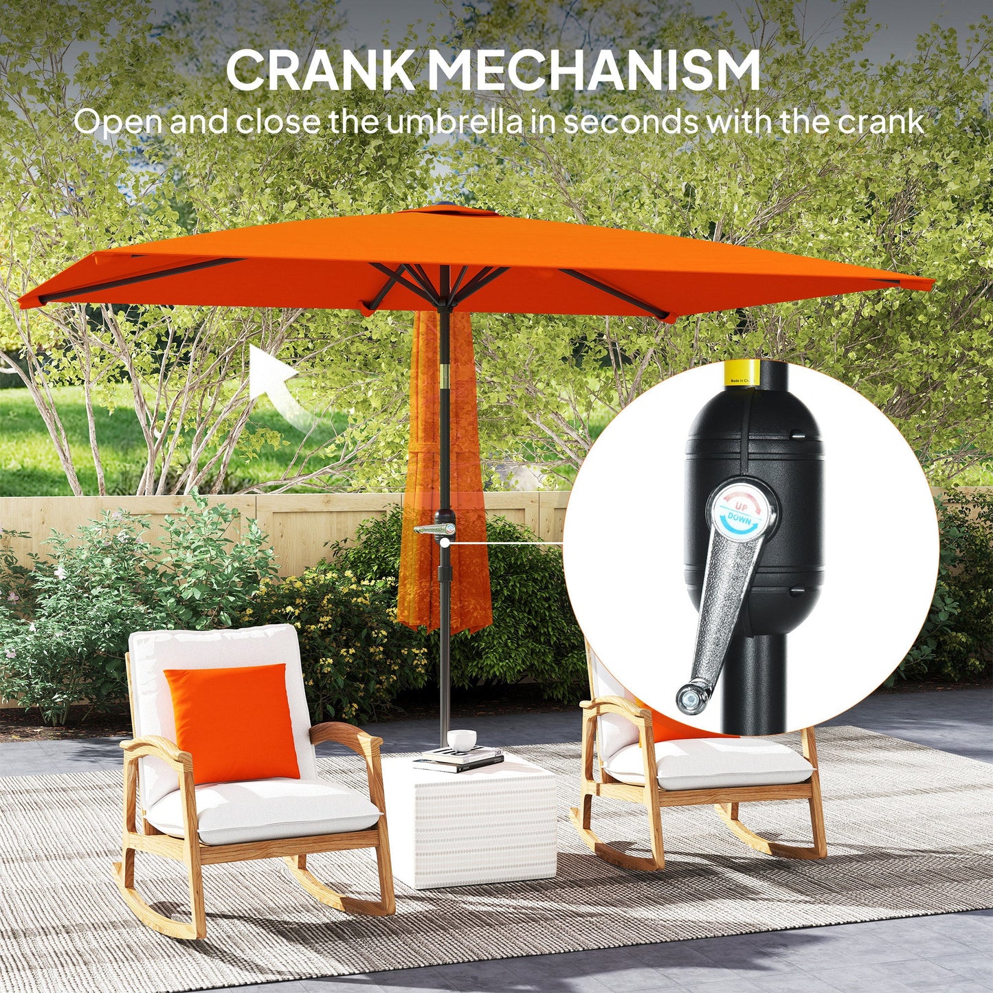 Outsunny Garden Parasol Umbrella with Aluminium Pole in Orange