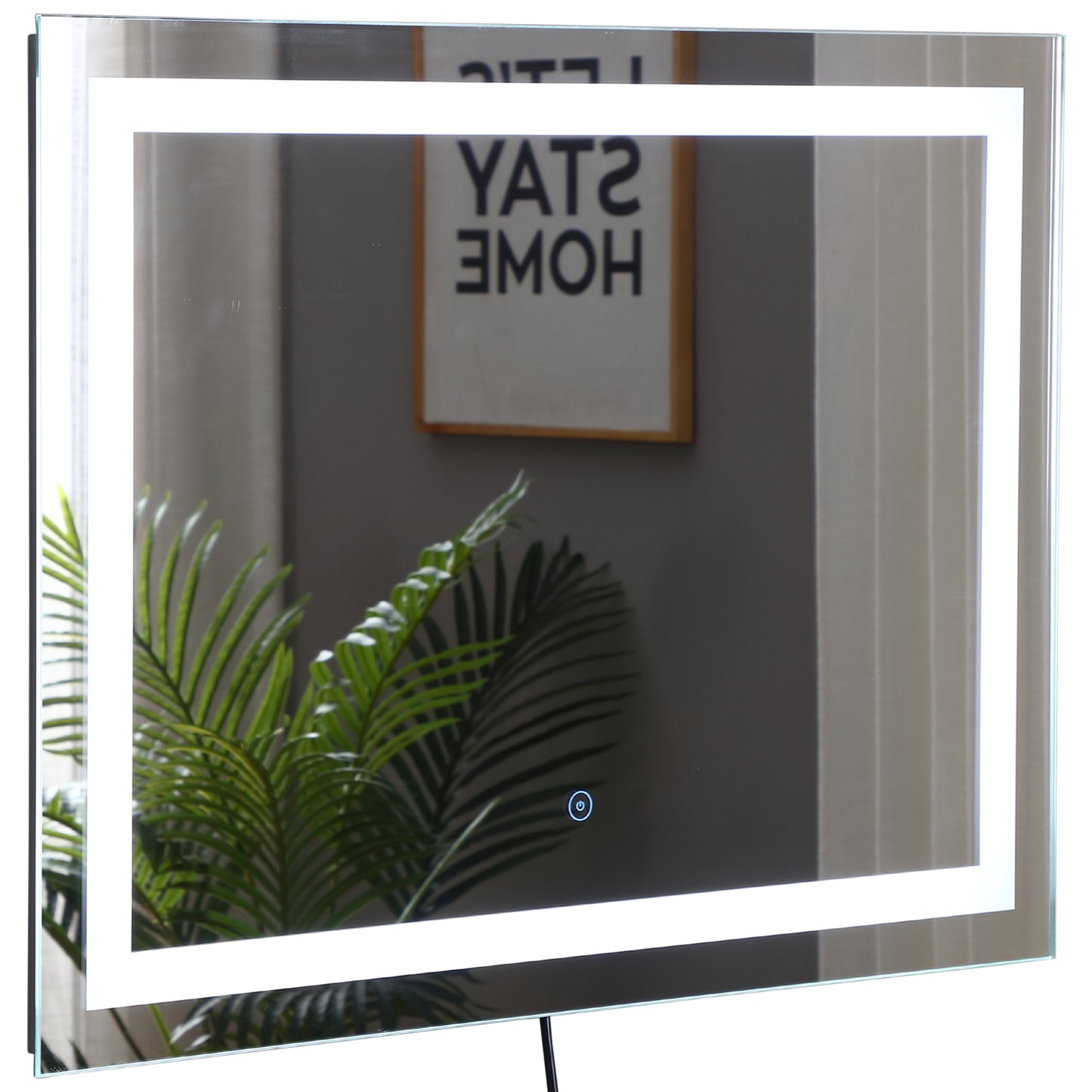 kleankin 80x60cm LED Bathroom Mirror Wall Mounted Vanity Light Illuminated w/ Touch Switch Accessories Home Furnishings